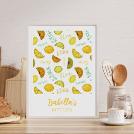 Poster Padrão de Fruta de Limão e Limão