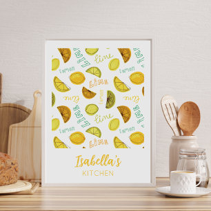 Poster Padrão de Fruta de Limão e Limão