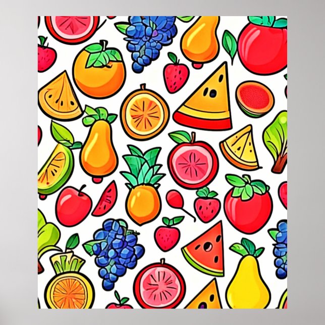 Poster Padrão de Fruta vibrante (Frente)
