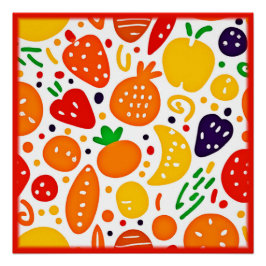 Póster Padrão de Fruta vibrante