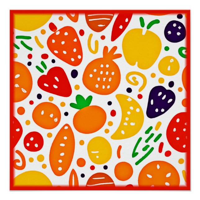 Póster Padrão de Fruta vibrante (Frente)