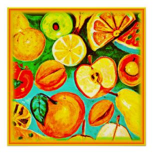 Póster Padrão de Fruta Whimsical. Comprar Agora