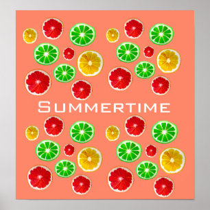 Poster Padrão de frutado colorido da fruta de Verão