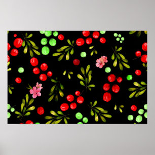 Poster Padrão de Frutas Vermelhas