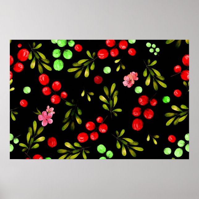 Poster Padrão de Frutas Vermelhas (Frente)