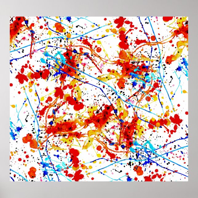 Poster Padrão de Fundo Branco das Manchas de Aquarela (Frente)