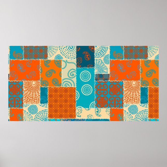 Poster Padrão de fundo contínuo. Padrão de patchwork em  (Frente)