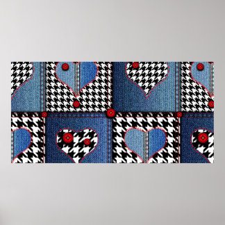 Poster Padrão de fundo contínuo. Remendo de tecido jeans.