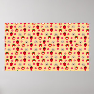 Poster Padrão de fundo de desenho animado de legume sorri