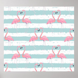 Poster Padrão de Fundo Flamingo Exótico