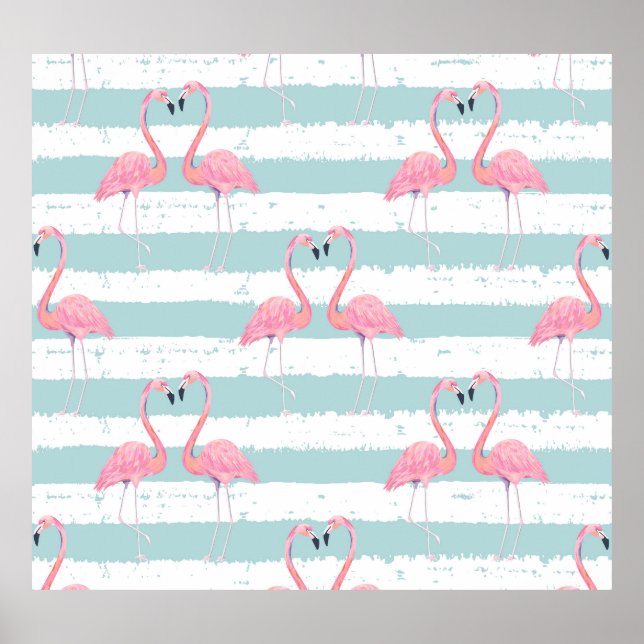 Poster Padrão de Fundo Flamingo Exótico (Frente)