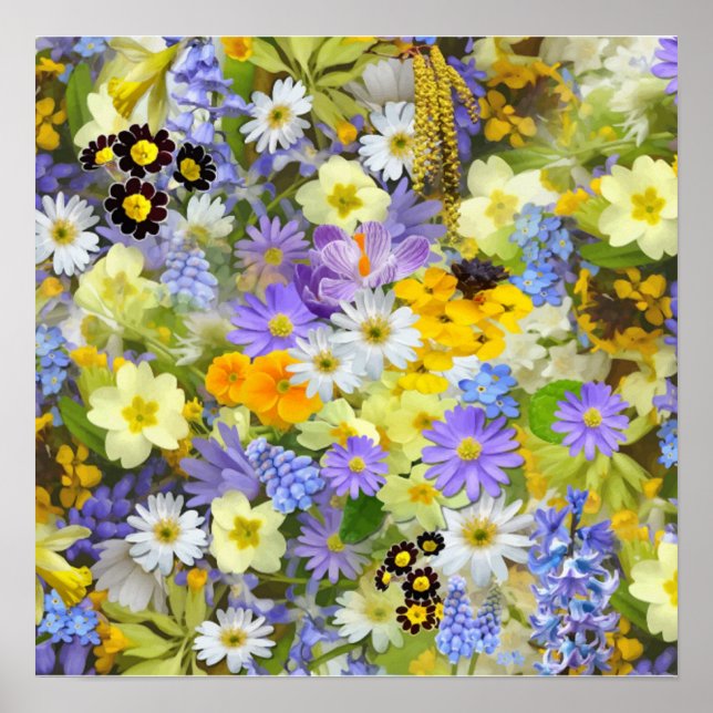 POSTER PADRÃO DE FUNDO FLORAL MULITCOR (Frente)