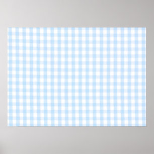 Póster Padrão de gingham azul claro