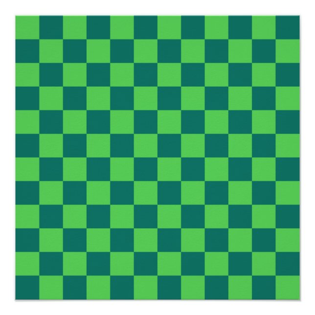 Póster Padrão de Gingham Verde Azul (Frente)