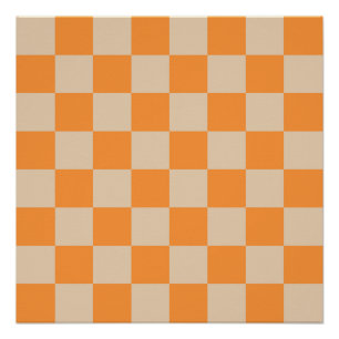 Póster Padrão de Gingham Verificado por Laranja