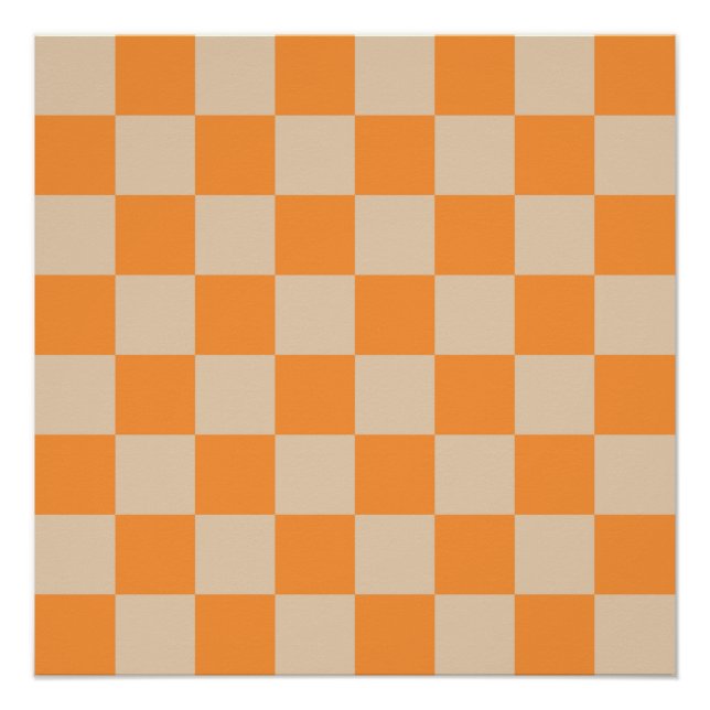 Póster Padrão de Gingham Verificado por Laranja (Frente)