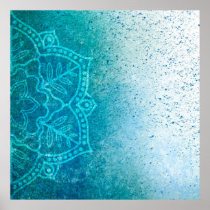 Poster Padrão de gradação de mandala em segundo plano