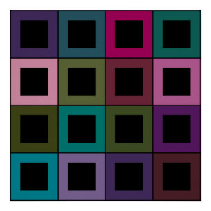 Póster Padrão de Grade de Blocos Quadrados Coloridos
