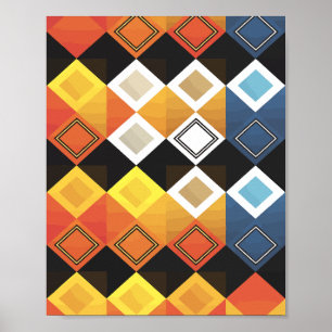 Poster Padrão de Grade de Diamante Vibrante