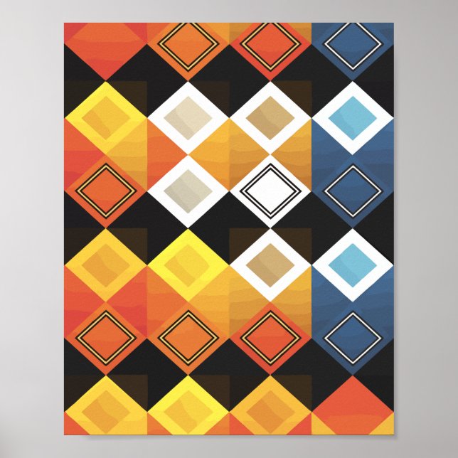 Poster Padrão de Grade de Diamante Vibrante (Frente)
