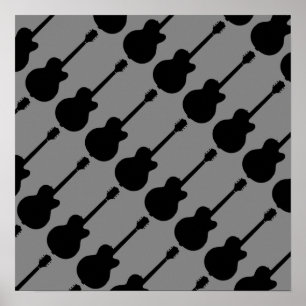 Póster padrão de guitarras de rock preto