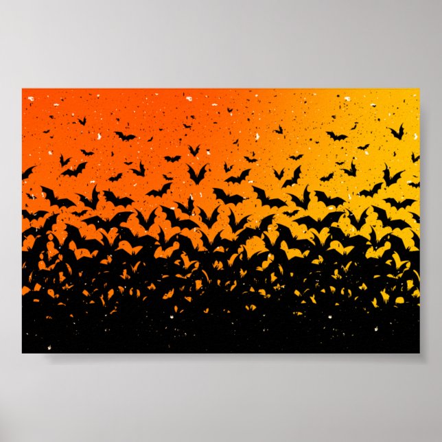 Poster Padrão de Halloween do Vampiro Drácula de Silhouet (Frente)