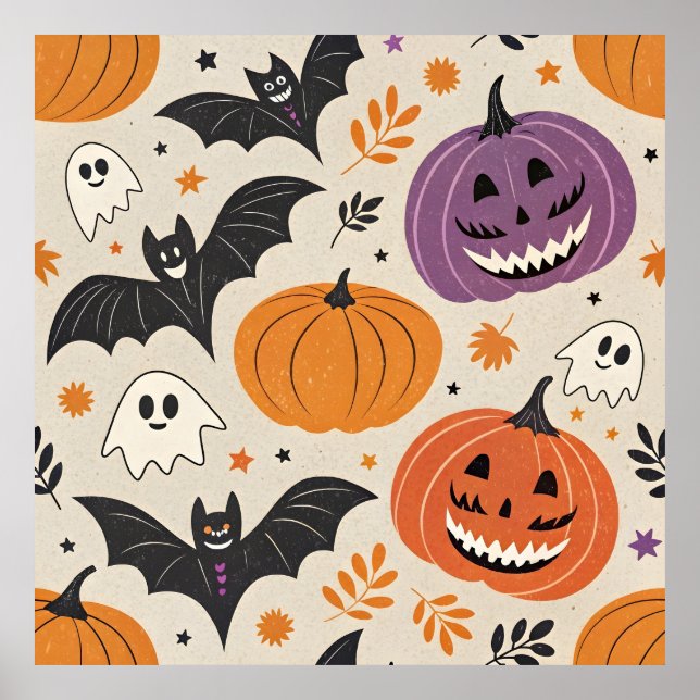Poster Padrão de Halloween e outono (Frente)