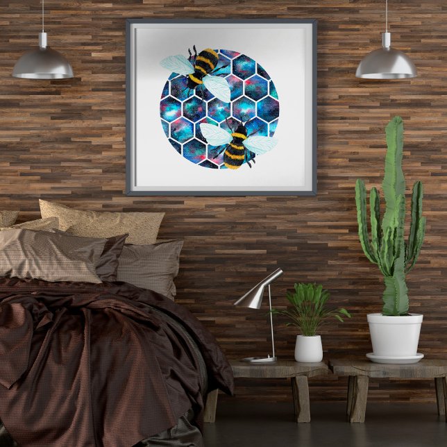 Poster Padrão de hexágono de galáxia aquosa com duas abel (Criador carregado)