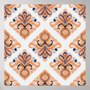 Poster Padrão de ikat colorido no estilo vintage. Elegant