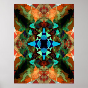 Póster Padrão de Inkblot Abstrato