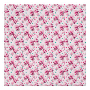 Póster Padrão de laço coquete rosa na moda com garota fof