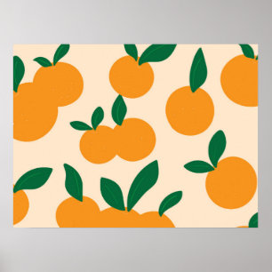 Poster Padrão de Laranjas de Frutas Cítricas Moderno e El