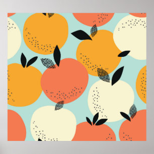Poster Padrão De Laranjas: Design Sem Costura Vibrante.