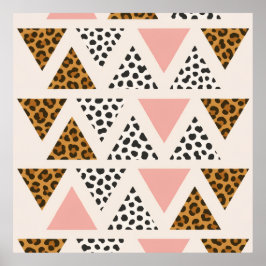 Poster Padrão de Leopardo Chic e Triângulo Rosa