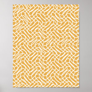 Poster Padrão de linha abstrato - amarelo