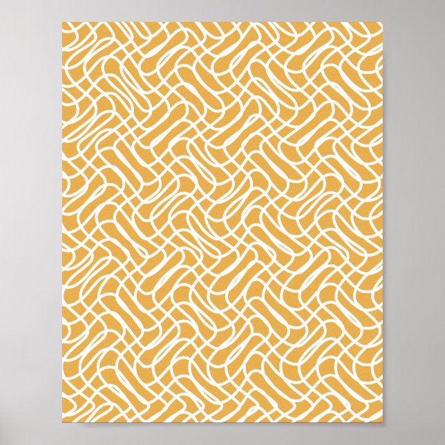 Poster Padrão de linha abstrato - amarelo (Frente)