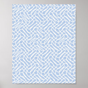 Poster Padrão de linha abstrato - Azul bebê