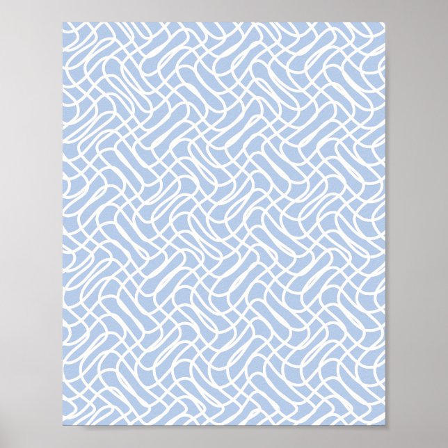 Poster Padrão de linha abstrato - Azul bebê (Frente)