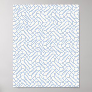 Poster Padrão De Linha abstrato Azul Claro E Branco De Cr