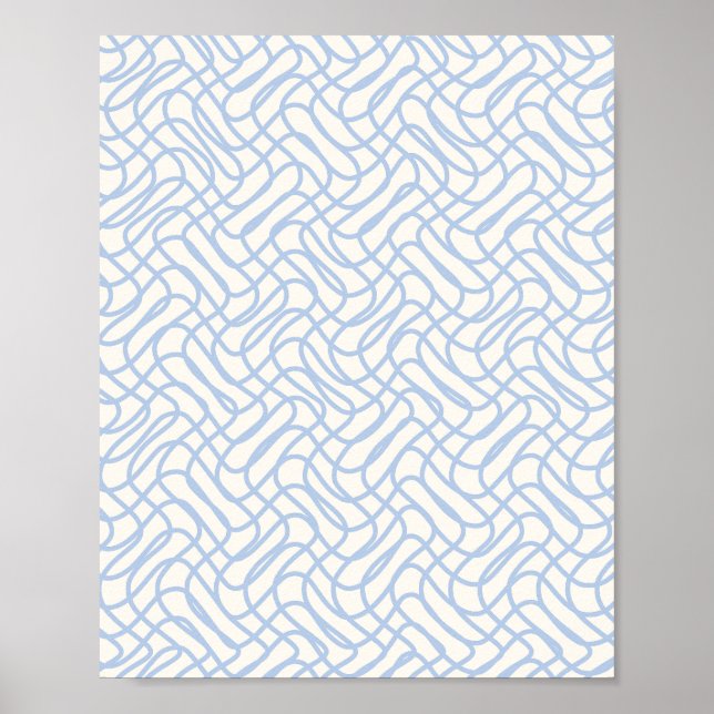 Poster Padrão De Linha abstrato Azul Claro E Branco De Cr (Frente)