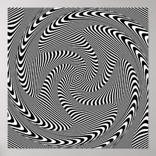 Poster padrão de linhas de espiral hipnóticas confusas 