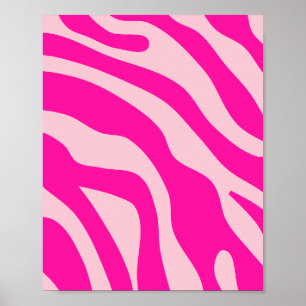 Poster Padrão de Linhas Retro Rosa Quente