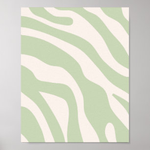 Poster Padrão de Linhas Retro Verde Pastel