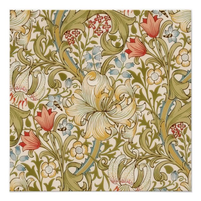 Póster Padrão de Lírio de William Morris (Frente)