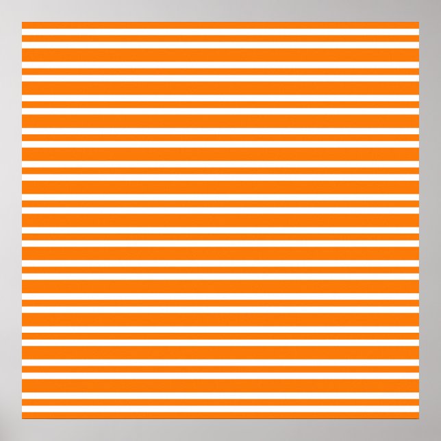 Poster Padrão de Listras Brancas Laranja (Frente)