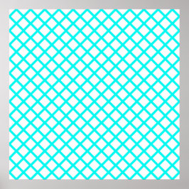 Poster Padrão de Listras de Diamante Arlequim Branco Turq