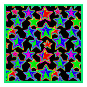 Póster Padrão de luz de estrela Neon brilhante