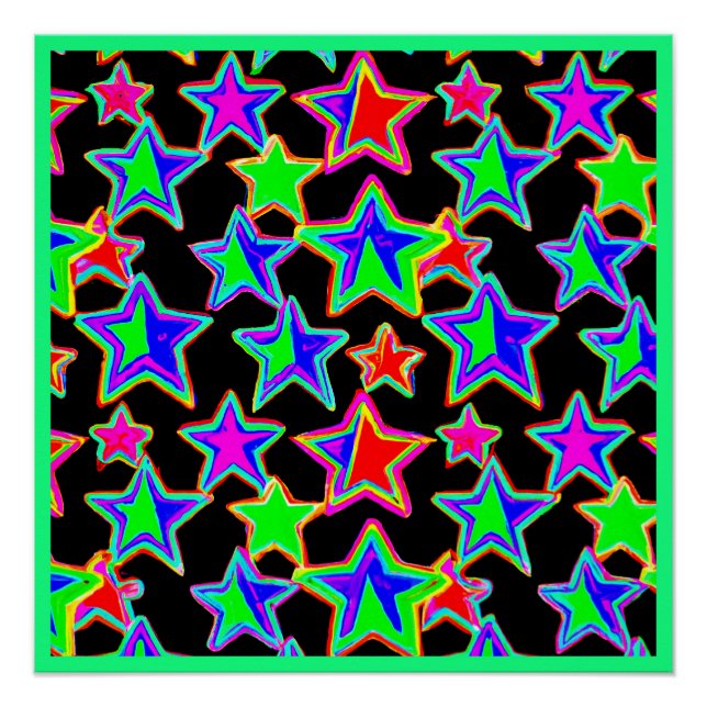 Póster Padrão de luz de estrela Neon brilhante (Frente)