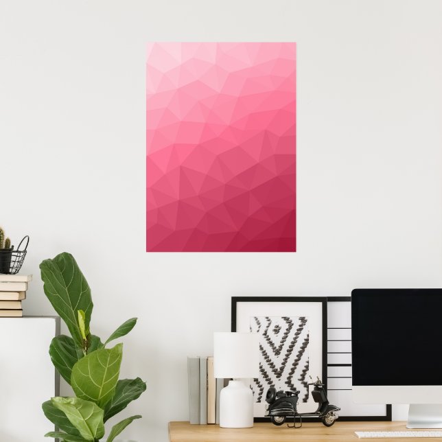 Poster Padrão de malha geométrica gradiente de luz rosa (Escritório em casa)