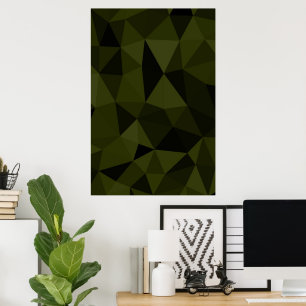 Poster Padrão de malha geométrica preta verde exército es